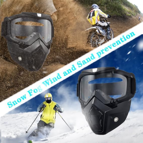 Motorcycle Riding Goggles With Detachable Face Mask